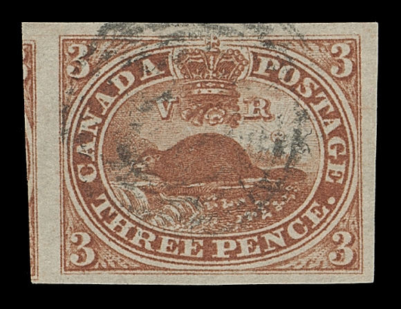CANADA  4xi,A choice used single with oversized margins, portion of adjacent stamp at left, amazing colour on fresh paper, light concentric rings cancel, XF