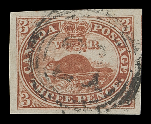 CANADA  4,An extraordinary used single surrounded by very large margins, rich colour on bright fresh paper, four-ring 