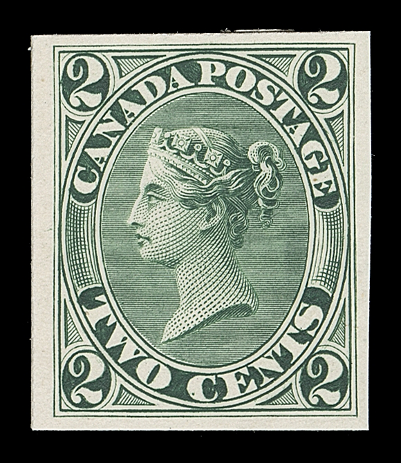 CANADA  20TCii,Large margined trial colour plate proof in green on card mounted india paper, VF+