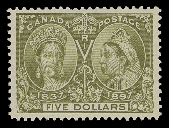 CANADA  65,An extraordinary mint example of this keenly sought-after stamp, superb centering with well-balanced large margins, post office fresh colour on pristine paper, full original gum, lightly hinged. An ideal stamp for the collector who is seeking top-quality stamps without paying a large premium for NH status, XF LH GEM; 2016 Greene Foundation cert.