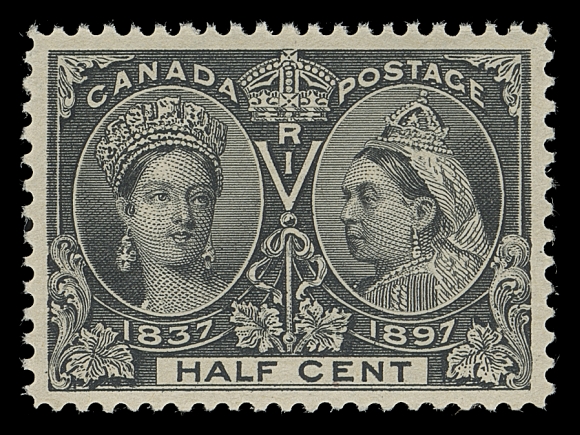 CANADA  50-60, 53i, 59i,An unusually select, carefully assembled set to the 50 cent value, also the 3c and 20c shades. All are well centered with post office fresh colours and full original gum, the 50¢ is VLH, otherwise NEVER HINGED. A wonderful set, VF-XF; 15c with 2013 Greene cert., 20c deep vermilion with 2016 Greene cert. and 50c with 1998 PF cert. (Unitrade cat. $7,730)