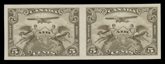 CANADA  C1a,A choice mint imperforate pair with large even margins, XF NH