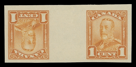 CANADA  149cvii, 150cvii, 153cvii,A fabulous set of mint tête-bêche imperforate pairs, showing the elusive wide gutter (17mm) margin and full pristine original gum, VF NH