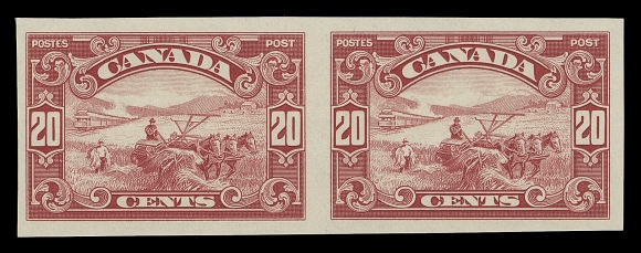 CANADA  149b-159a, C1a,The complete set of mint imperforate pairs including the 5c airmail, all in horizontal format, ample to mostly large  margins and brilliant fresh colours, VF NH