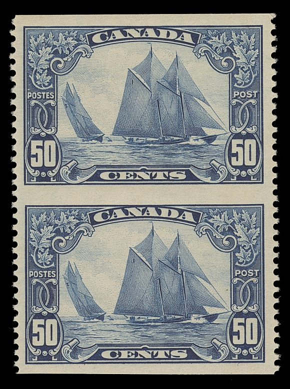 CANADA  149e-159c,The complete set of eleven mint pairs imperforate horizontally; 1c, 3c, 5c & 12c are Fine NH, latter with trivial flaw; other values are VF NH including the key 50c and $1 values. (Unitrade cat. $4,960)