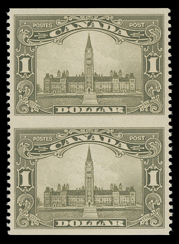 CANADA  149e-159c,The complete set of eleven mint pairs imperforate horizontally; 1c, 3c, 5c & 12c are Fine NH, latter with trivial flaw; other values are VF NH including the key 50c and $1 values. (Unitrade cat. $4,960)