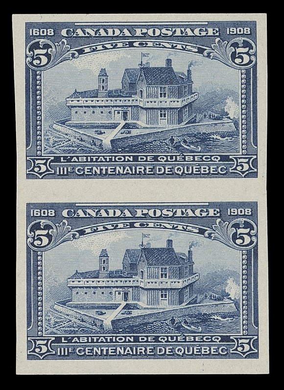 CANADA  96ii-103ii,The complete set of eight imperforate pairs with ample to very large margins, each with rich colour on bright fresh paper, ungummed as issued; difficult to find, VF (Unitrade 96ii-103ii)