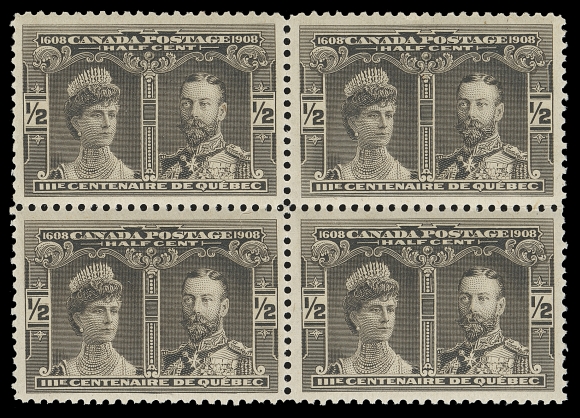 CANADA  96, 96i,A centered mint block showing the Major Re-entry (Pos. 44) at lower left, VF NH (Unitrade 96, 96i)