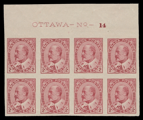 CANADA 90A,Mint Plate 14 imprint block of eight, VF NH
