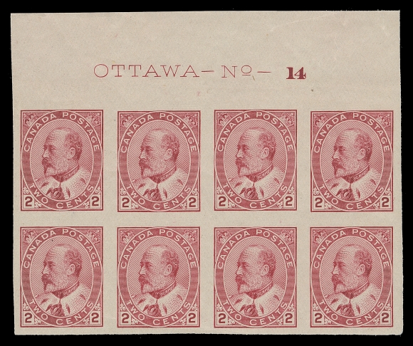 CANADA  90A,Mint Plate 14 imprint block of eight, VF NH