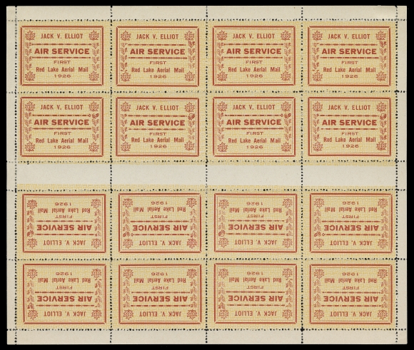 CANADA  CL7c,A sheet of sixteen displaying four tête-bêche gutter margin pairs, some split perfs strengthened by hinges in top corners and left side of one pair; six stamps as well as three gutter pairs are NEVER HINGED. A fresh, well centered and desirable sheet that will stand out in anyone
