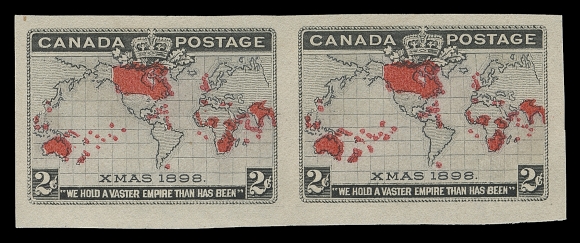 CANADA  85iii,A superb margined imperforate pair with grey oceans (Plate 1; Pos. 99-100), ungummed as issued, XF
