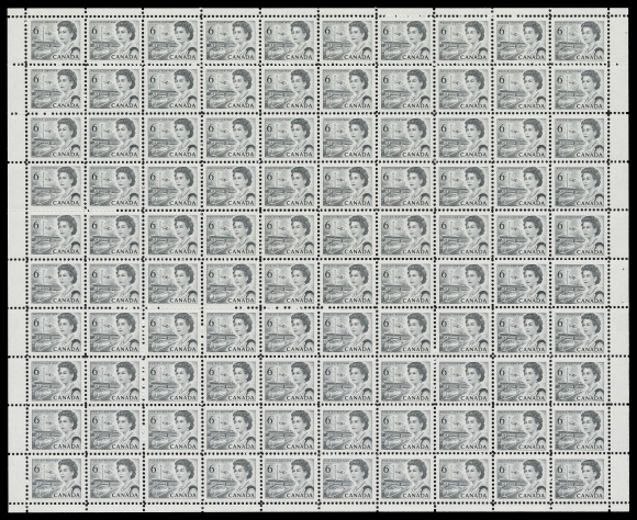 CANADA  460fi,Mint sheet of 100 of the printed on the gum side error, from field stock (no imprints) as issued, very few intact sheets remain, VF NH (Unitrade cat. $2,600)