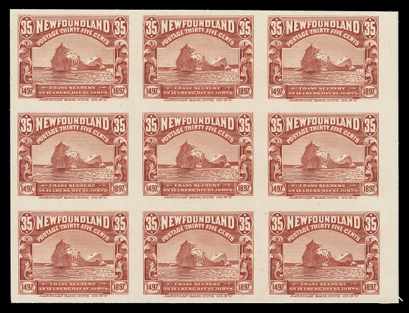 NEWFOUNDLAND  61-74,An exceptional set of fourteen plate proof blocks of nine (3x3) in issued colours on card mounted india paper, multiples larger than in blocks of four are virtually unheard of, VF-XF (Unitrade cat. $6,975)
