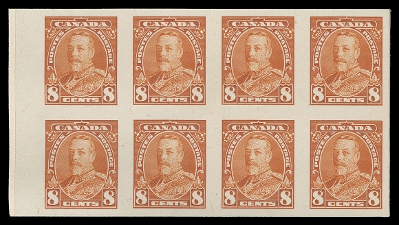 CANADA  217-222,The set of six in matching left margin plate proof blocks of eight (4x2) printed in issued colours on card mounted india paper, bright colours, VF (Unitrade cat. $4,800)