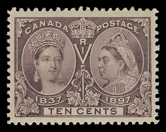 CANADA  57iii,A beautiful, post office fresh mint single showing the documented Re-entry (Pos. 3) with visible marks in "P" of "POSTAGE" and right oval, well centered with large margins, pristine original gum, VF+ NH; 2019 Greene Foundation cert. as #57