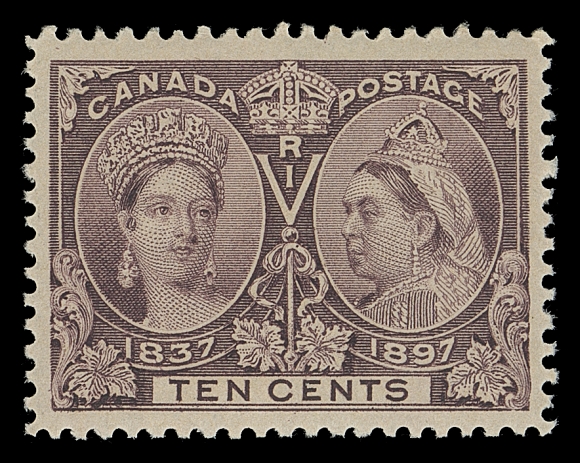 CANADA 57iii,A beautiful, post office fresh mint single showing the documented Re-entry (Pos. 3) with visible marks in "P" of "POSTAGE" and right oval, well centered with large margins, pristine original gum, VF+ NH; 2019 Greene Foundation cert. as #57