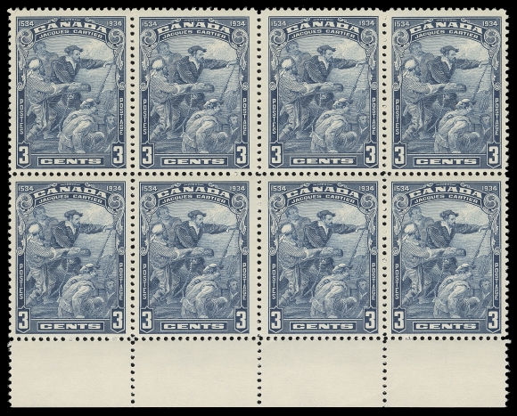 CANADA  208iv,A fresh mint interpanneau block of eight with sheet margin at foot, showing wide gutter margin at centre, choice and quite scarce, VF NH