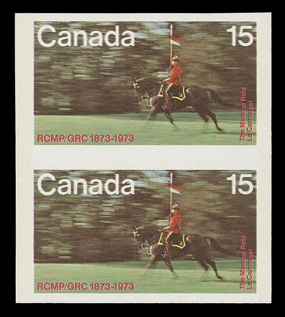 CANADA  614a, var.,Two selected, completely sound mint imperforate pairs, one shows double printing on the top stamp, difficult to find this nice, VF NH