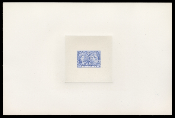 CANADA  60,Large Die Proof in a colour very similar to the elusive "powder blue" shade; printed on the scarcer india paper 63 x 62mm die sunk on full-size card 226 x 150mm; exceptionally fresh and in immaculate condition, XF
