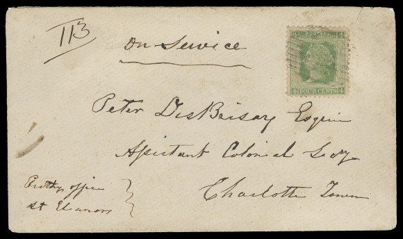 PRINCE EDWARD ISLAND  1873 (January 3) Envelope endorsed "On Service" denoting official nature and mailed from St. Eleanor