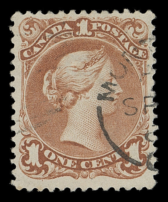 CANADA  22a,An appealing single showing nearly full "LL" letters of the BOTHWELL watermark, brilliant colour, intact perforations and part Montreal split ring; VF; 2019 Greene Foundation cert.