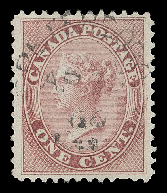 CANADA  14,Fabulous used single, precisely centered within uncharacteristically large margins, light centrally stuck Peterboro AP 16 66 split ring postmark, XF
