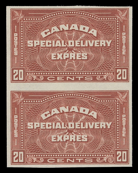 CANADA  E5a,A bright, fresh mint imperforate pair with ample margins and full pristine original gum, F-VF NH