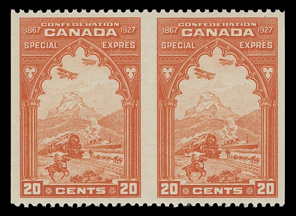 CANADA  E3a, b, c,Three different mint pairs - imperforate, imperforate vertically and imperforate horizontally, all brilliant fresh and VF NH