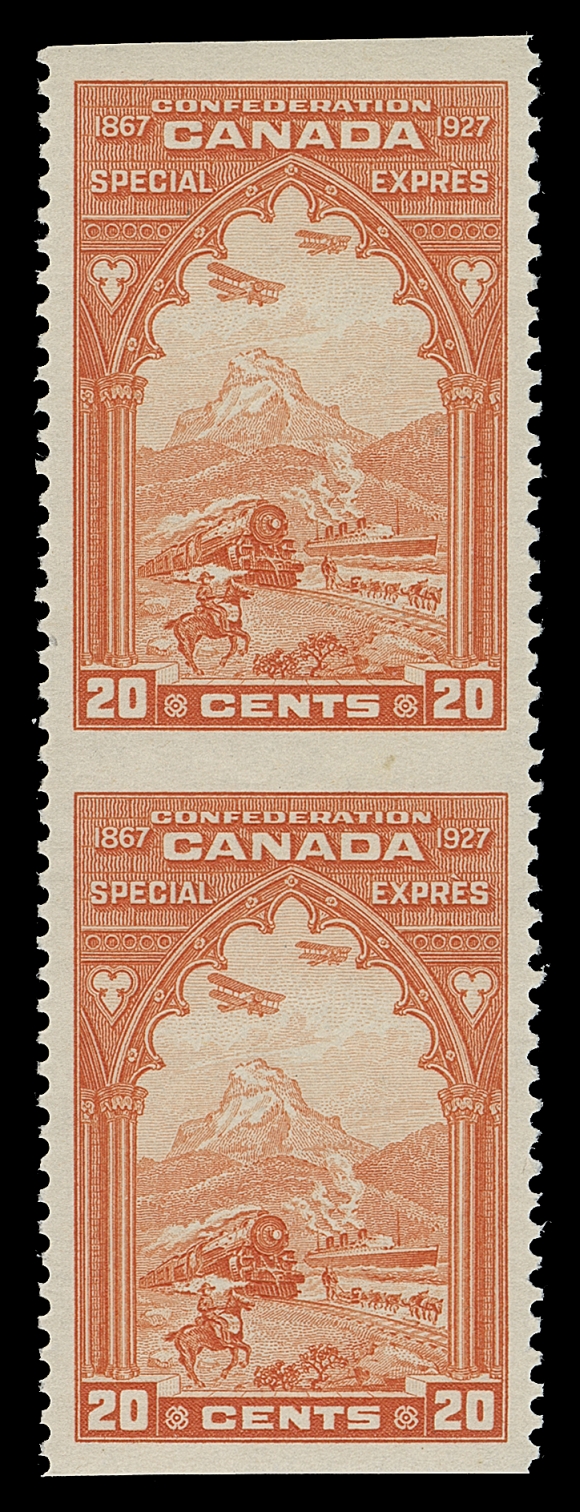 CANADA  E3a, b, c,Three different mint pairs - imperforate, imperforate vertically and imperforate horizontally, all brilliant fresh and VF NH