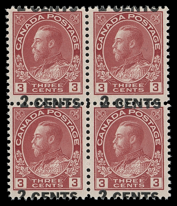 CANADA  139i,A fresh mint block, nicely centered with a striking shift of the surcharge (5mm down), VF NH