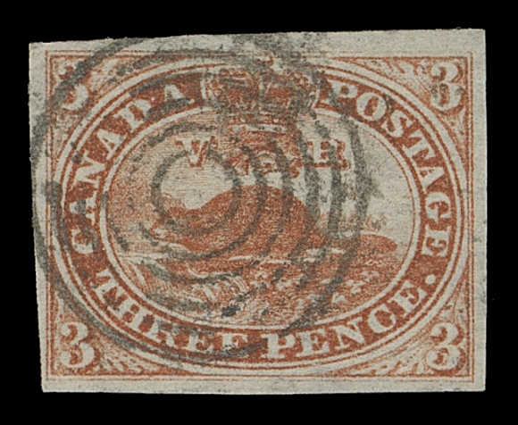 CANADA  4d,A nice used single, mostly large margins and displaying a well-struck concentric rings cancel, VF