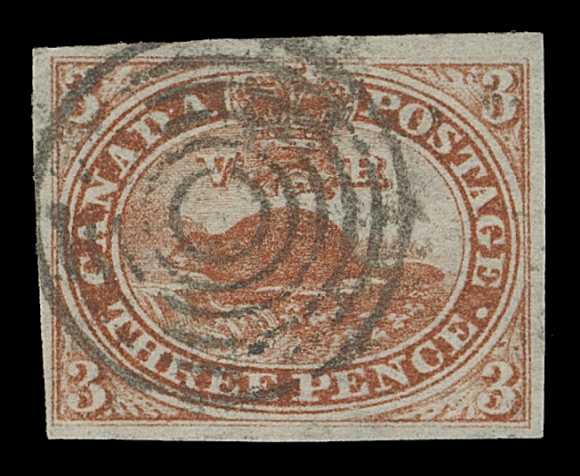 CANADA 4d,A nice used single, mostly large margins and displaying a well-struck concentric rings cancel, VF