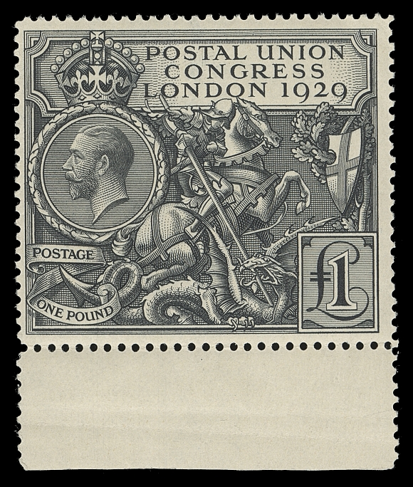 GREAT BRITAIN 209,A nice mint single with sheet margin at foot, small corner bend at top right, F-VF NH (SG 438 for hinged £750)