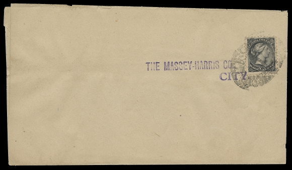 CANADA  Undated folded newspaper wrapper franked with a ½c black tied by  blurred oval "1" cancel mailed locally with free carrier delivery to addressee The Massey-Harris Co. City (Toronto), pays the half cent printed matter rate (under one ounce), attractive, VF  (Unitrade 34)