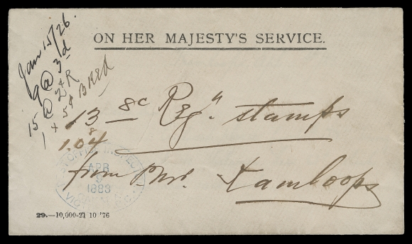 CANADA  1883 (April 9) On Her Majesty