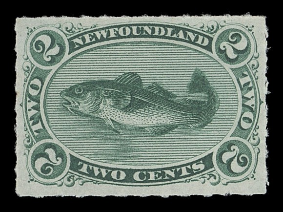 NEWFOUNDLAND  38,A remarkable stamp in premium quality, very well centered with intact rouletting on all sides, post office bright colour and full pristine original gum. A challenging and underrated stamp in such top-quality, XF NH GEM; 2016 Greene Foundation cert.