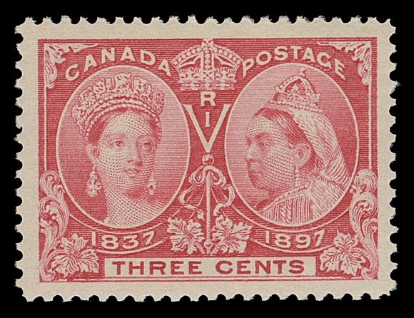 CANADA  53,An eye-arresting mint single, well centered with very large margins, post office fresh colour and full original gum, XF NH JUMBO; 2010 Greene Foundation cert.