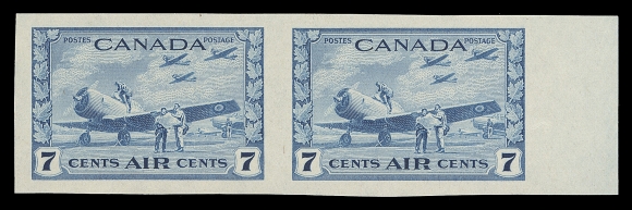 CANADA  C8a,A large margined, choice mint imperforate pair with sheet margin at right, pristine gum, XF NH