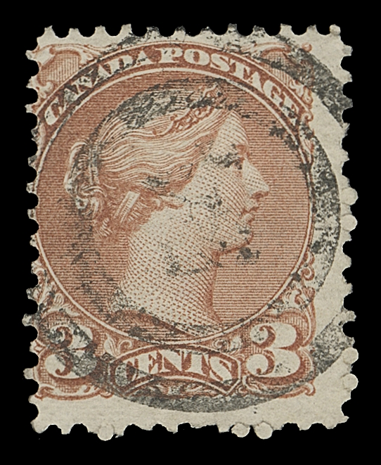 CANADA  37d,A fresh used single of the elusive perforation gauge, centered left with intact perforations, light central two-ring 