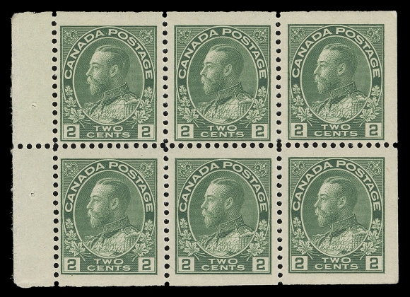 CANADA  107f,A quite well centered mint booklet pane of six, much nicer than normally encountered, F-VF NH