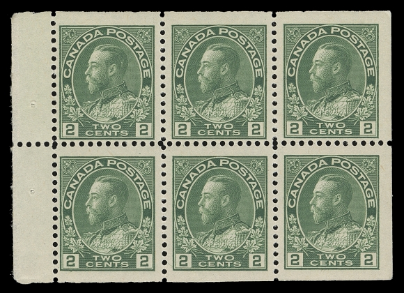 CANADA 107f,A quite well centered mint booklet pane of six, much nicer than normally encountered, F-VF NH
