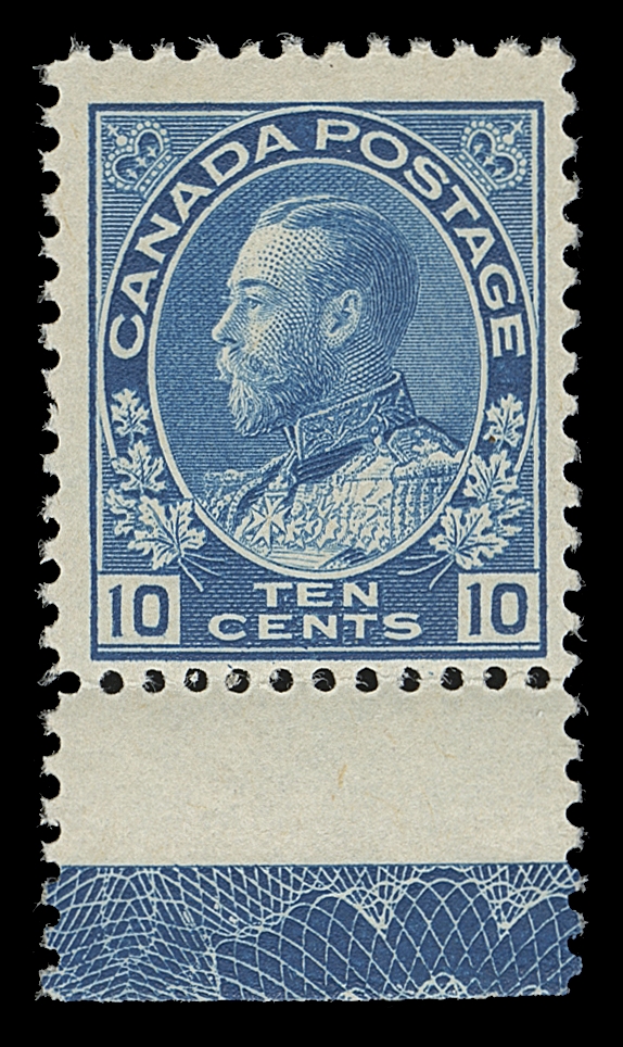 CANADA  117,An outstanding mint single with post office fresh colour, displaying superb and rarely seen full strength Type D lathework, pristine original gum, Fine+ NH