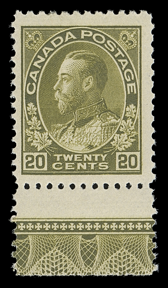 CANADA  119c,A selected mint hinged single with large margins, full strength Type A lathework, clear impression and brilliant fresh colour, VF