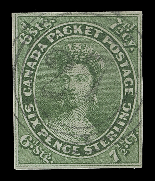 CANADA  9,An appealing sound used example with clear even margins all around, bright colour and struck by a beautifully clear, socked-on-nose four-ring 