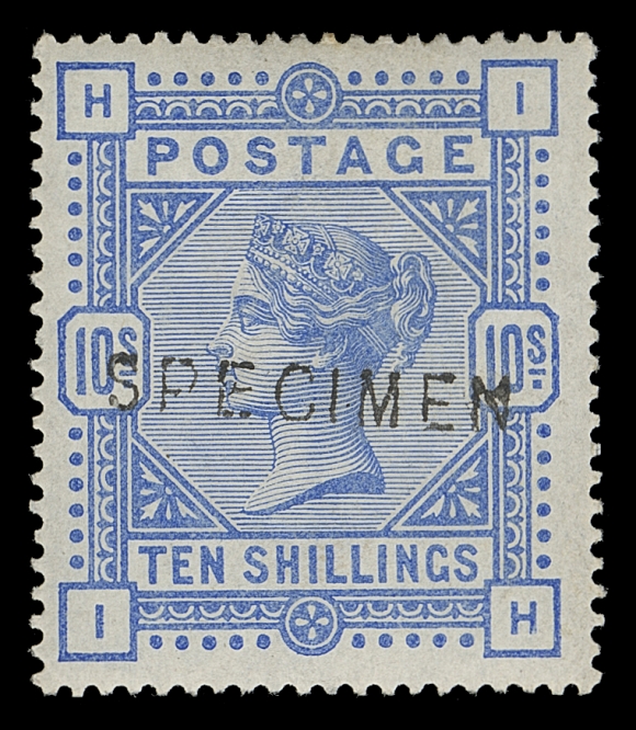 GREAT BRITAIN  109,A well centered mint single with bright fresh colour, large font SPECIMEN (20 x 3mm; circa. 1891) overprint in black, VF OG (SG 183s £550)