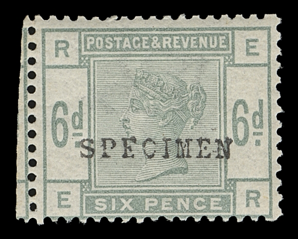 GREAT BRITAIN  98-107,A selected mint set of ten with SPECIMEN handstamp overprints in black (type GB9, circa. 1884); 2½p negligible gum toning mentioned for the record, typical centering for the issue, displaying remarkable, true bright colours and full original gum; a lovely set, Fine LH (SG 187s-196 £1,790; the 9p stamp watermarked sideways inverted) 