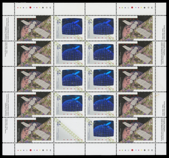 CANADA  1442b,Mint pane of twenty displaying the MISSING HOLOGRAM ERROR on Position 18; a desirable and rare sheet in choice condition, VF NH; 2009 Greene Foundation cert.