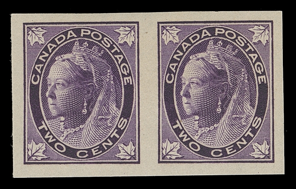 CANADA  68a,A choice, large margined mint imperforate pair with deep rich colour, XF LH