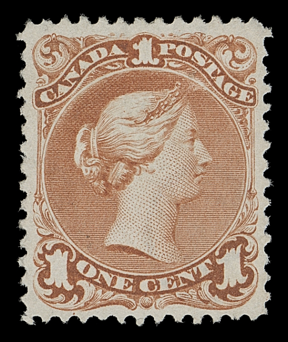 CANADA  22a,An unusually nice unused example showing complete watermark letter "C" of "CLUTHA MILLS", fresh and very well centered with intact perforations all around, devoid of the flaws often found on Bothwell paper stamps. A very scarce stamp in sound unused condition, VF; 2009 Greene Foundation cert.